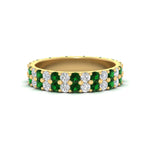 Load image into Gallery viewer, two-line-round-diamond-band-ring-with-emerald-in-yellow-gold-FD11378BGEMGR-1.80CT-NL-YG
