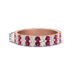 Load image into Gallery viewer, two-line-round-diamond-band-ring-with-pink-sapphire-in-rose-gold-FD11378BGSADRPI-1.80CT-NL-RG
