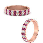 Load image into Gallery viewer, two-line-round-diamond-band-ring-with-pink-sapphire-in-rose-gold-FD11378BGSADRPI-1.80CT-NL-RG
