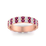 Load image into Gallery viewer, two-line-round-diamond-band-ring-with-pink-sapphire-in-rose-gold-FD11378BGSADRPI-1.80CT-NL-RG
