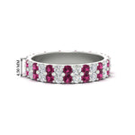Load image into Gallery viewer, two-line-round-diamond-band-ring-with-pink-sapphire-in-white-gold-FD11378BGSADRPI-1.80CT-NL-WG
