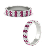 Load image into Gallery viewer, two-line-round-diamond-band-ring-with-pink-sapphire-in-white-gold-FD11378BGSADRPI-1.80CT-NL-WG
