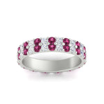 Load image into Gallery viewer, two-line-round-diamond-band-ring-with-pink-sapphire-in-white-gold-FD11378BGSADRPI-1.80CT-NL-WG
