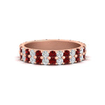 Load image into Gallery viewer, two-line-round-diamond-band-ring-with-ruby-in-rose-gold-FD11378BGRUDR-1.80CT-NL-RG

