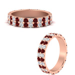 Load image into Gallery viewer, two-line-round-diamond-band-ring-with-ruby-in-rose-gold-FD11378BGRUDR-1.80CT-NL-RG
