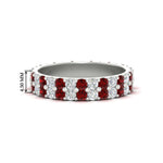 Load image into Gallery viewer, two-line-round-diamond-band-ring-with-ruby-in-white-gold-FD11378BGRUDR-1.80CT-NL-WG
