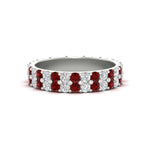 Load image into Gallery viewer, two-line-round-diamond-band-ring-with-ruby-in-white-gold-FD11378BGRUDR-1.80CT-NL-WG
