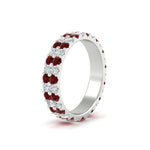 Load image into Gallery viewer, two-line-round-diamond-band-ring-with-ruby-in-white-gold-FD11378BGRUDR-1.80CT-NL-WG
