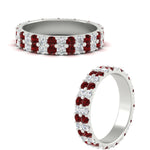 Load image into Gallery viewer, two-line-round-diamond-band-ring-with-ruby-in-white-gold-FD11378BGRUDR-1.80CT-NL-WG
