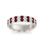 Load image into Gallery viewer, two-line-round-diamond-band-ring-with-ruby-in-white-gold-FD11378BGRUDR-1.80CT-NL-WG
