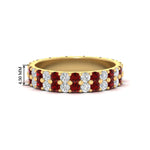 Load image into Gallery viewer, two-line-round-diamond-band-ring-with-ruby-in-yellow-gold-FD11378BGRUDR-1.80CT-NL-YG
