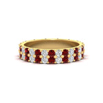 Load image into Gallery viewer, two-line-round-diamond-band-ring-with-ruby-in-yellow-gold-FD11378BGRUDR-1.80CT-NL-YG
