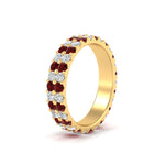 Load image into Gallery viewer, two-line-round-diamond-band-ring-with-ruby-in-yellow-gold-FD11378BGRUDR-1.80CT-NL-YG

