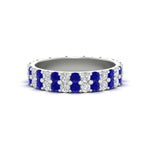 Load image into Gallery viewer, two-line-round-diamond-band-ring-with-sapphire-in-white-gold-FD11378BGSABL-1.80CT-NL-WG
