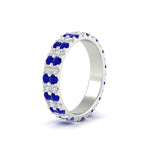 Load image into Gallery viewer, two-line-round-diamond-band-ring-with-sapphire-in-white-gold-FD11378BGSABL-1.80CT-NL-WG
