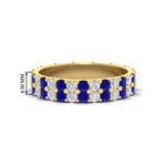 Load image into Gallery viewer, two-line-round-diamond-band-ring-with-sapphire-in-yellow-gold-FD11378BGSABL-1.80CT-NL-YG
