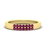 Load image into Gallery viewer, two-line-round-pink-sapphire-band-ring-in-yellow-gold-FD11382BGSADRPI-0.25CT-NL-YG
