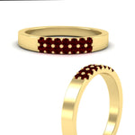 Load image into Gallery viewer, two-line-round-ruby-band-ring-in-yellow-gold-FD11382BGRUDRANGLE3-0.25CT-NL-YG

