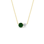 Load image into Gallery viewer, two-round-cut-diamond-pendant-with-emerald-in-FDPD11022GEMGR-NL-YG
