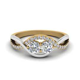 Two Stone Braided Band With Multi Gold