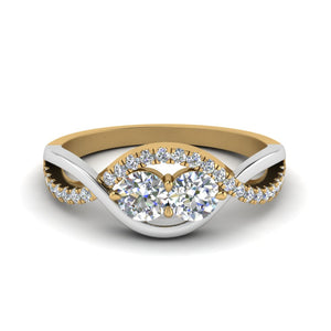 Two Stone Braided Band With Multi Gold