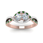 Load image into Gallery viewer, two-stone-diamond-braided-band-multi-gold-with-emerald-in-14K-rose-gold-FDO84791RORGEMGR-NL-RG
