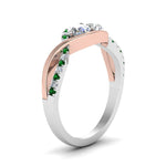 Load image into Gallery viewer, two-stone-diamond-braided-band-multi-gold-with-emerald-in-14K-white-gold-FDO84791RORGEMGR-NL-WG
