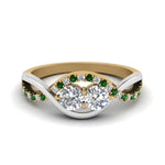 Load image into Gallery viewer, two-stone-diamond-braided-band-multi-gold-with-emerald-in-14K-yellow-gold-FDO84791RORGEMGR-NL-YG

