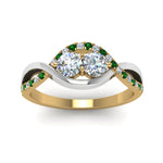 Load image into Gallery viewer, two-stone-diamond-braided-band-multi-gold-with-emerald-in-14K-yellow-gold-FDO84791RORGEMGR-NL-YG
