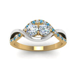 Load image into Gallery viewer, two-stone-diamond-braided-band-multi-gold-with-ice-blue-topaz-in-14K-yellow-gold-FDO84791RORGICBLTO-NL-YG
