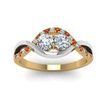 Load image into Gallery viewer, two-stone-diamond-braided-band-multi-gold-with-orange-sapphire-in-14K-yellow-gold-FDO84791RORGSAOR-NL-YG
