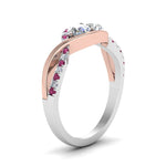 Load image into Gallery viewer, two-stone-diamond-braided-band-multi-gold-with-pink-sapphire-in-14K-white-gold-FDO84791RORGSADRPI-NL-WG

