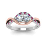 Load image into Gallery viewer, two-stone-diamond-braided-band-multi-gold-with-pink-sapphire-in-14K-white-gold-FDO84791RORGSADRPI-NL-WG
