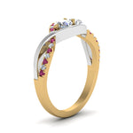 Load image into Gallery viewer, two-stone-diamond-braided-band-multi-gold-with-pink-sapphire-in-14K-yellow-gold-FDO84791RORGSADRPI-NL-YG
