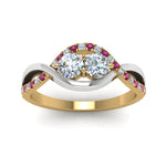 Load image into Gallery viewer, two-stone-diamond-braided-band-multi-gold-with-pink-sapphire-in-14K-yellow-gold-FDO84791RORGSADRPI-NL-YG
