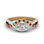 Load image into Gallery viewer, two-stone-diamond-braided-band-multi-gold-with-ruby-in-14K-yellow-gold-FDO84791RORGRUDR-NL-YG
