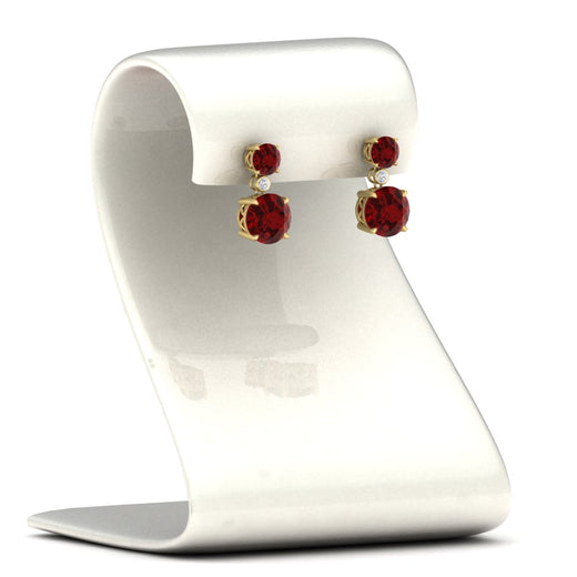 two-stone-round-ruby-with-drop-diamond-earrings-in-yellow-gold-FD-EAR11200GRUDRSTAND-NL-YG