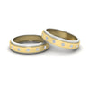 Load image into Gallery viewer, two-tone-bezel-set-couples-diamond-wedding-band-in-yellow-gold-FD11141B-NL-YG.jpg