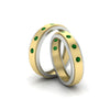 Load image into Gallery viewer, two-tone-bezel-set-couples-emerald-wedding-band-in-yellow-gold-FD11141BGEMGR-NL-YG.jpg