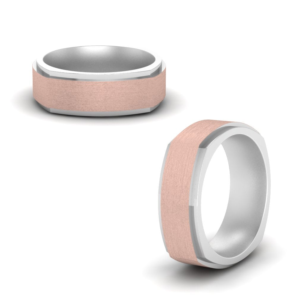 Two Tone Brushed Mens Wedding Ring