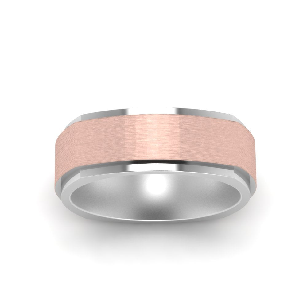 Two Tone Brushed Mens Wedding Ring