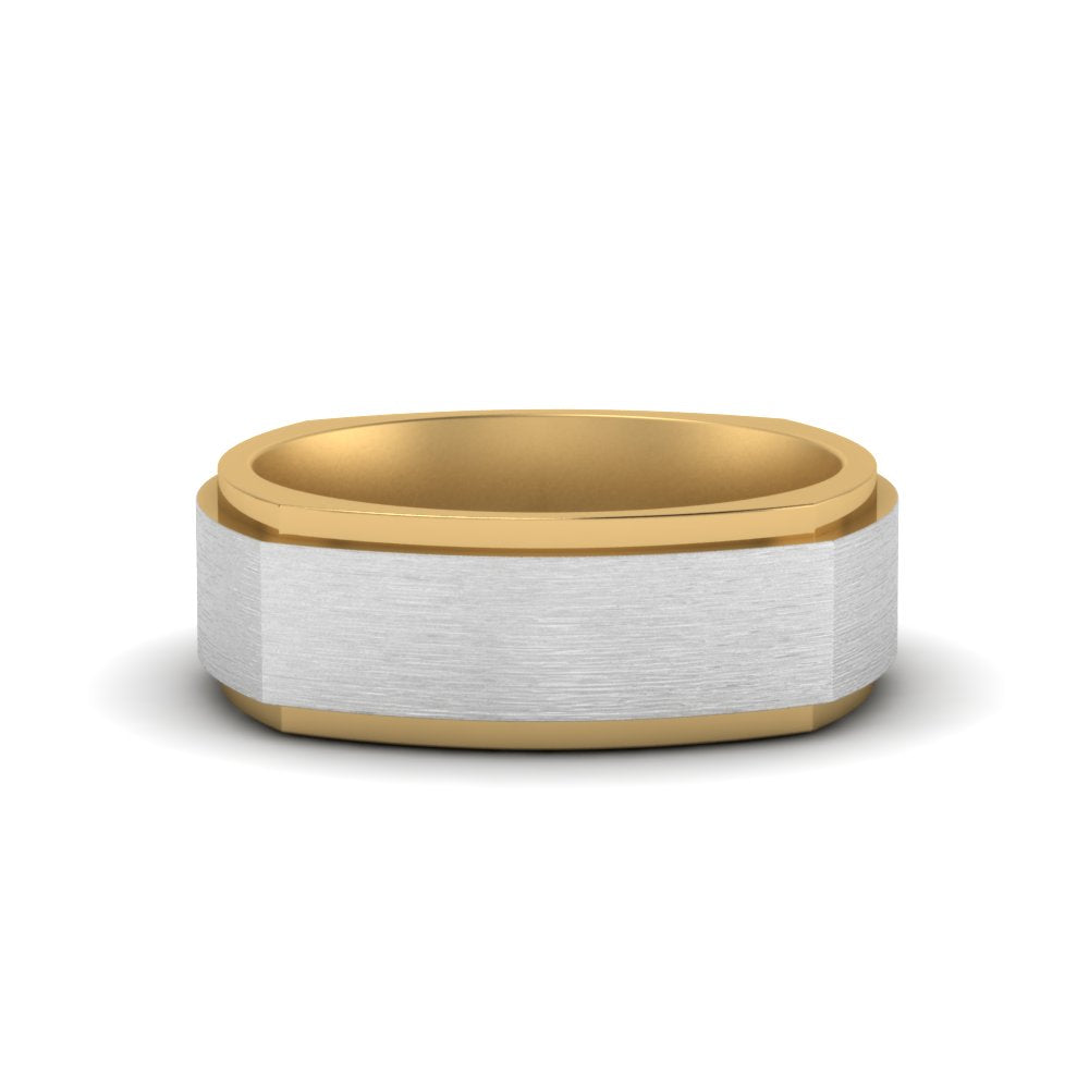 Two Tone Brushed Mens Wedding Ring