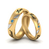 Load image into Gallery viewer, two-tone-engraved-couples-blue-topaz-wedding-band-in-yellow-gold-FD9354BGICBLTO-NL-YG-EG.jpg