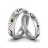 Load image into Gallery viewer, two-tone-engraved-couples-emerald-wedding-band-in-white-gold-FD9354BGEMGR-NL-WG-EG.jpg