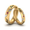 Load image into Gallery viewer, two-tone-engraved-couples-pink-sapphire-wedding-band-in-yellow-gold-FD9354BGSADRPI-NL-YG-EG.jpg