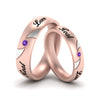 Load image into Gallery viewer, two-tone-engraved-couples-purple-topaz-wedding-band-in-rose-gold-FD9354BGVITO-NL-RG-EG.jpg
