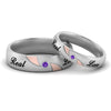Load image into Gallery viewer, two-tone-engraved-couples-purple-topaz-wedding-band-in-white-gold-FD9354BGVITO-NL-WG-EG.jpg