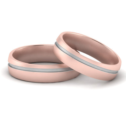 Two Tone Grooved Gay Wedding Rings
