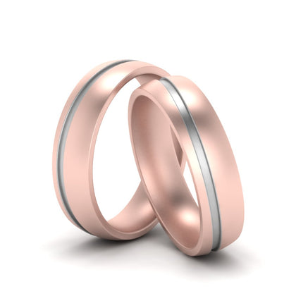 Two Tone Grooved Gay Wedding Rings