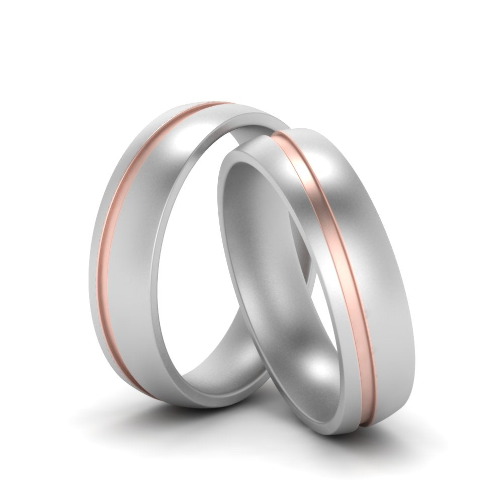 Two Tone Grooved Gay Wedding Rings